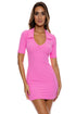 Luli Fama Beach Fuzz Deep V Polo Dress